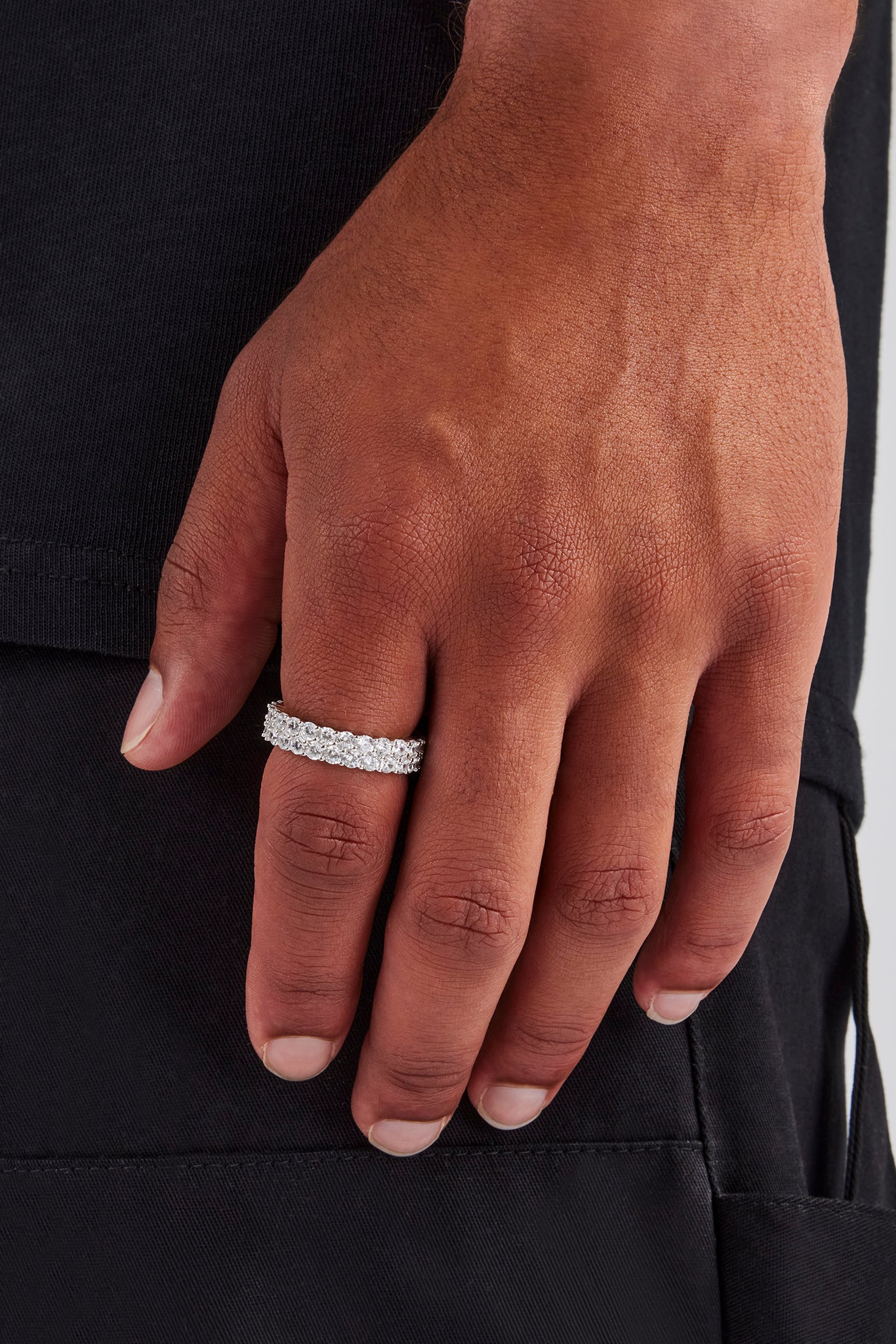 925 Doppelreihiger Ring - Weiß - 5mm